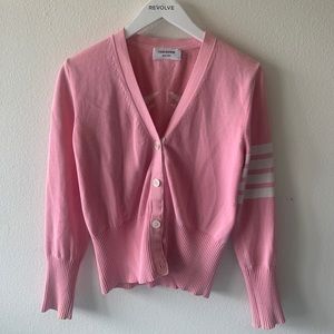 THOM BROWNE 4 BAR CRAB PINK CARDIGAN SZ 38